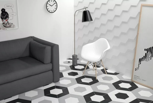 WOW Floor Tiles 102389 Hexa Floor Ash Grey Matt 20x23