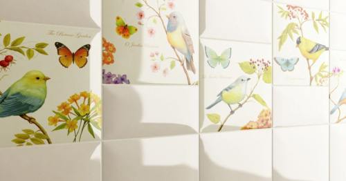 Amadis Fine Tiles Botanic Bird Decors 6pz 15x15
