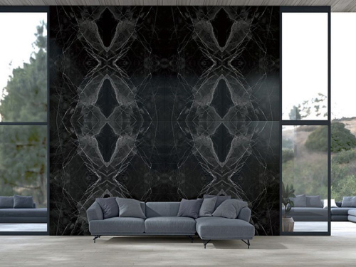 Kutahya Seramik Black Calacatta Kristal Decor Rectified Parlak Nano 60x120